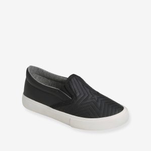 Achat Baskets slip-on fille étoiles brodées noir pas cher en promo