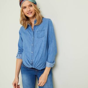 Achat Chemisier de grossesse et d'allaitement jean denim stone pas cher en promo