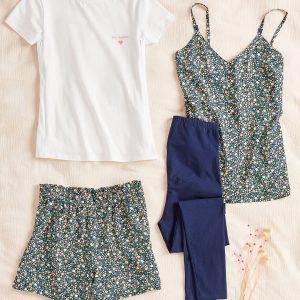 Achat Ensemble 4 pièces homewear grossesse et allaitement pack pyjama fleuri pas cher en promo