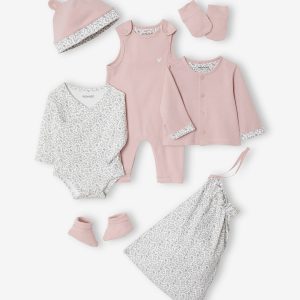 Achat Kit naissance 6 pièces personnalisable + sac rose pale pas cher en promo