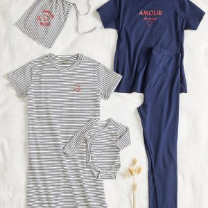 Achat Kit valise maternité maman/bébé grossesse et allaitement ivoire rayé pas cher en promo