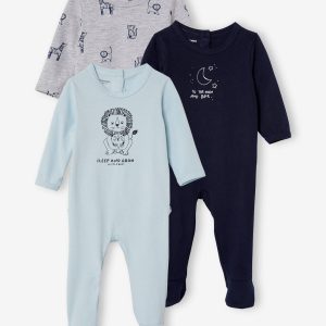 Achat Lot de 3 pyjamas en coton bébé ouverture dos lot encre pas cher en promo