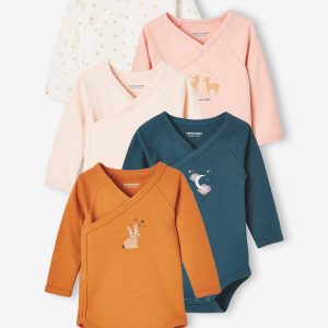 Achat Lot de 5 bodies manches longues bébé ouverture naissance lot cannelle pas cher en promo