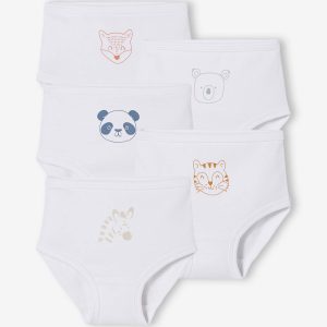 Achat Lot de 5 culottes bébé pur coton spécial couches BASICS lot blanc pas cher en promo