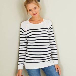 Achat Marinière grossesse et allaitement ivoire rayé pas cher en promo