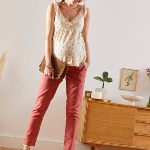 Achat Pantalon chino de grossesse rouge moyen uni pas cher en promo