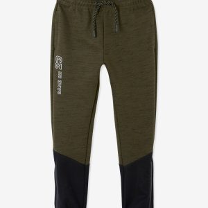 Achat Pantalon de sport garçon en matière technique détails fluo kaki pas cher en promo