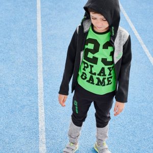 Achat Pantalon de sport garçon en matière technique détails fluo noir pas cher en promo