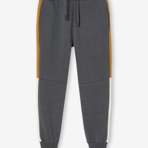 Achat Pantalon de sport garçon en molleton bandes côtés bicolores gris anthracite pas cher en promo