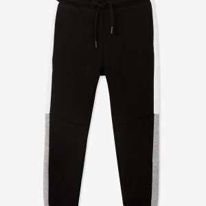 Achat Pantalon de sport garçon en molleton bandes côtés bicolores noir pas cher en promo