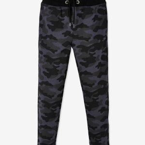 Achat Pantalon de sport garçon en molleton motif camouflage noir imprimé pas cher en promo