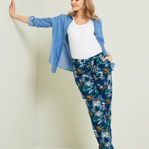 Achat Pantalon fluide de grossesse vert tropical pas cher en promo