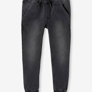 Achat Pantalon jogger en molleton effet denim facile à enfiler garçon denim gris pas cher en promo
