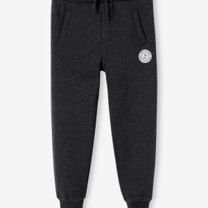 Achat Pantalon jogging Basics garçon en molleton noir chiné pas cher en promo