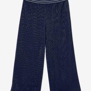 Achat Pantalon large de fête fille tissu plissé et irisé marine foncé pas cher en promo