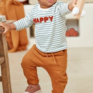 Achat Pantalon molleton bébé garçon uni cannelle pas cher en promo