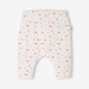 Achat Pantalon naissance en maille souple BASICS blanc imprimer fleuris pas cher en promo