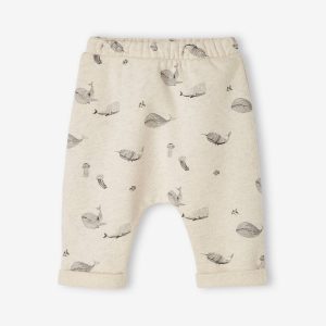 Achat Pantalon naissance en molleton beige chiné aop baleine pas cher en promo