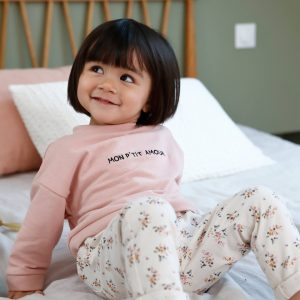 Achat Pantalon paperbag bébé avec ceinture beige clair imprimé pas cher en promo