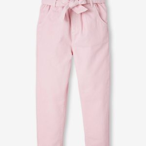 Achat Pantalon style paperbag fille avec ceinture à nouer parme pas cher en promo