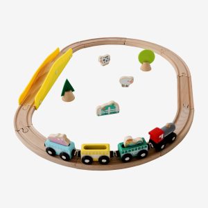 Achat Petit circuit de train en bois FSC® multicolore pas cher en promo