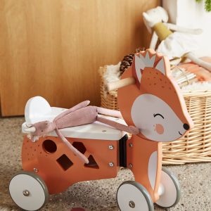 Achat Porteur coffre renard en bois FSC® multicolore pas cher en promo