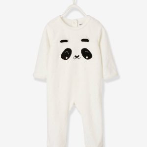 Achat Pyjama bébé en velours ouverture pressionnée dos ivoire pas cher en promo