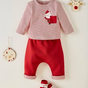 Achat Pyjama de Noël 3 pièces pour bébé rouge pas cher en promo