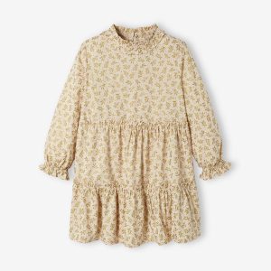 Achat Robe de fête à volants fille motifs houx beige poudré pas cher en promo