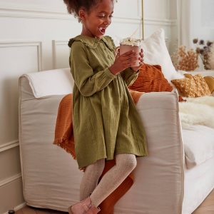 Achat Robe en gaze de coton fille kaki pas cher en promo