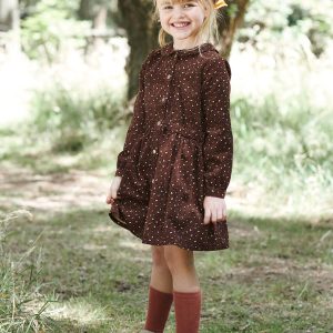 Achat Robe en velour imprimé fille prune pas cher en promo