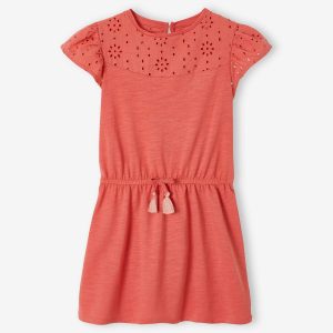 Achat Robe fille détails en broderie anglaise blush foncé pas cher en promo
