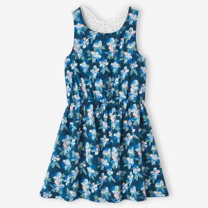 Achat Robe fille papillon en macramé au dos vert imprimé pas cher en promo