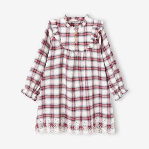 Achat Robe flanelle à carreaux fille carreaux rouge pas cher en promo