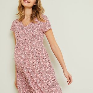Achat Robe fluide évolutive grossesse et d'allaitement terracotta pas cher en promo