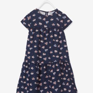 Achat Robe fluide imprimée fille marine imprimé feuilles pas cher en promo