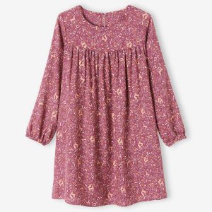 Achat Robe fluide imprimée fille prune pas cher en promo