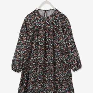 Achat Robe fluide imprimée fille vert motifs biches/fleurs pas cher en promo