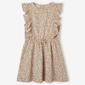 Achat Robe imprimée à volants fille rose fumé imprimé pas cher en promo