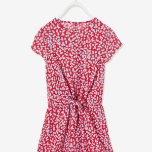 Achat Robe imprimée fille effet blousant fantaisie rouge imprimé pas cher en promo