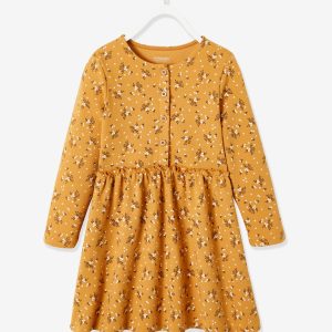 Achat Robe imprimée fille maille reliéfée curcuma imprimé pas cher en promo