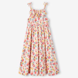 Achat Robe longue à volant motifs fleurs fille peche pas cher en promo
