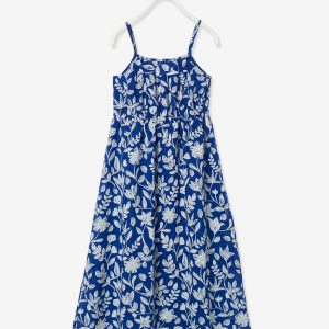 Achat Robe longue imprimée fille bleu électrique imprimé pas cher en promo