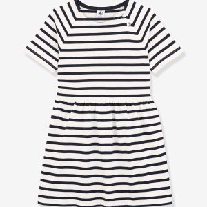 Achat Robe manches courtes coton PETIT BATEAU rayé marine pas cher en promo