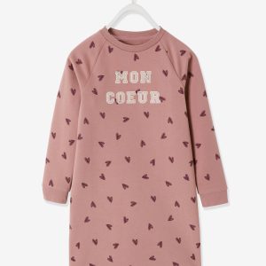 Achat Robe sweat Basics style collège fille rose imprimé pas cher en promo