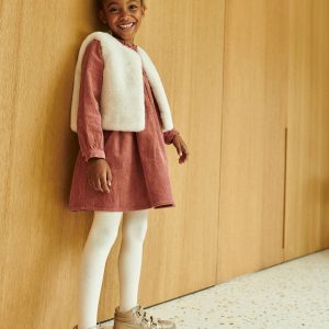 Achat Robe velours à collerette fille prune pas cher en promo