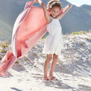 Achat Robe volantée à bretelles fille effet portefeuille fantaisie blanc pas cher en promo