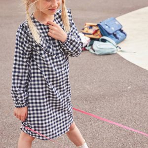 Achat Robe volantée à carreaux fille carreaux encre pas cher en promo