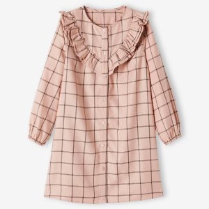 Achat Robe volantée à carreaux fille rose carreaux pas cher en promo