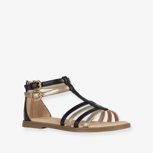 Achat Sandales fille J S. Karly G. D - GBK GEOX® black platinium pas cher en promo